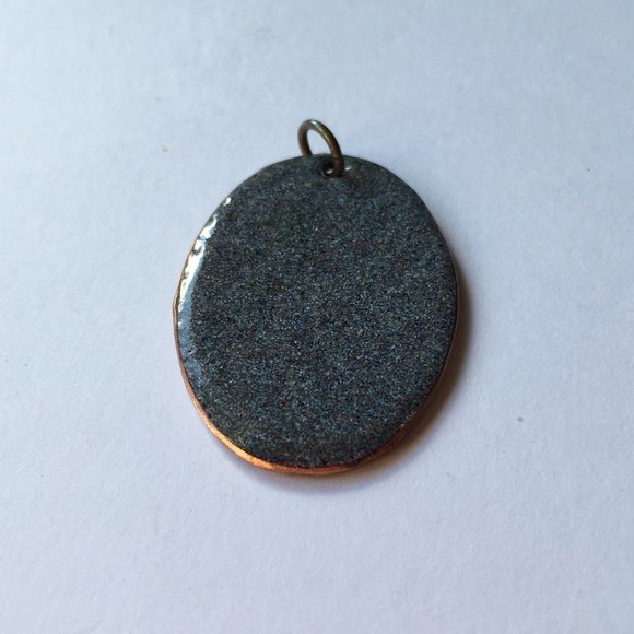 Textured Design - Botanical Leaf Enamel on Copper Pendant - Picture 3 of 5